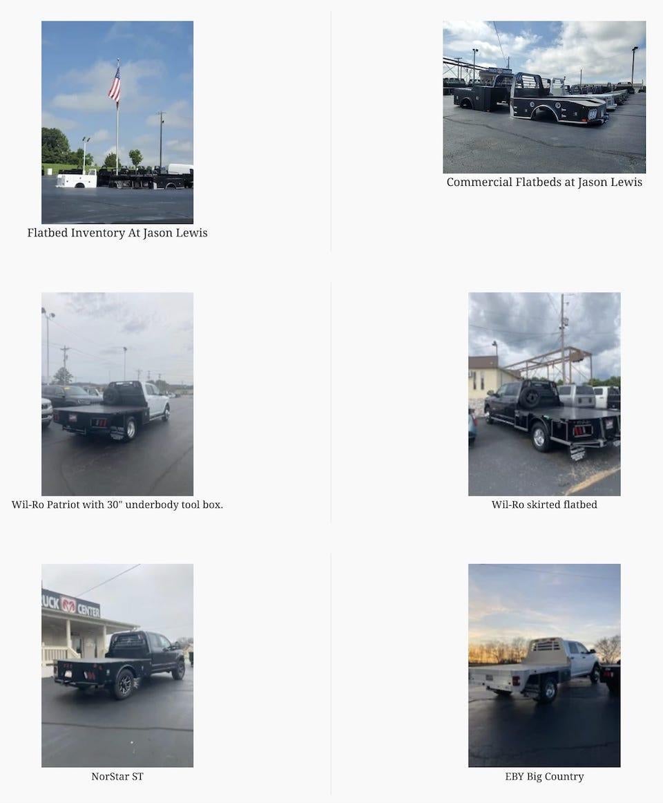 series of images showing flatbed trucks for sale at Jason Lewis Dunlap SuperCenter in Dunlap TN
