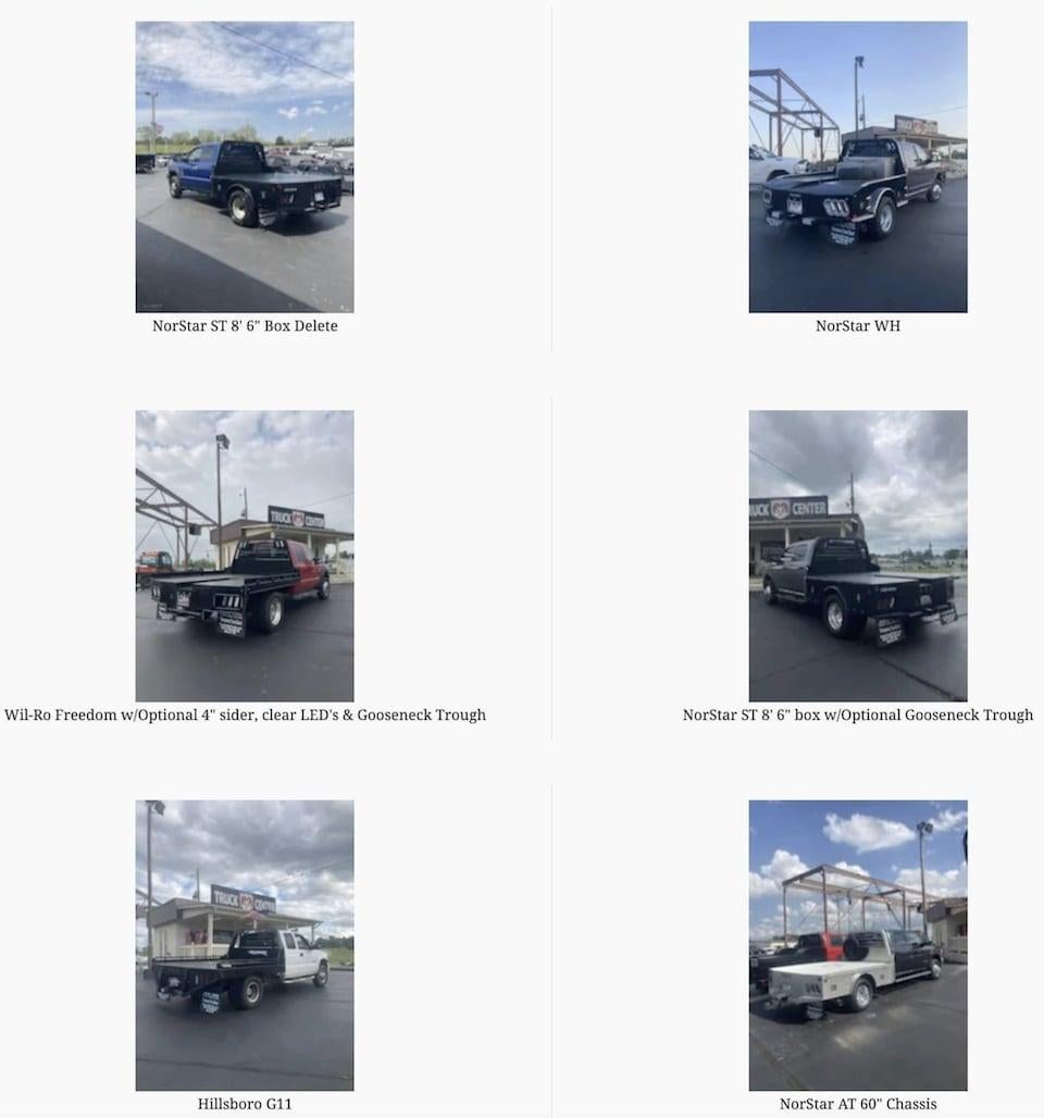 series of images showing flatbed trucks for sale at Jason Lewis Dunlap SuperCenter in Dunlap TN