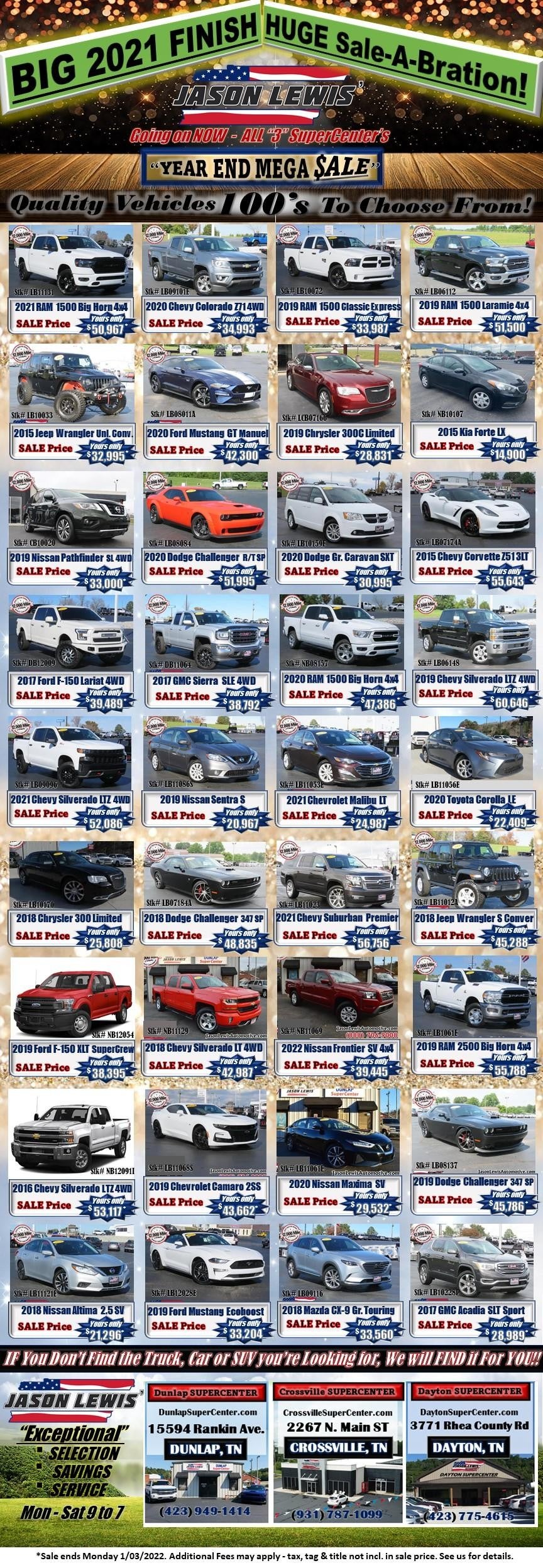 newspaper vehicle offers from Jason Lewis Dunlap SuperCenter in Dunlap TN